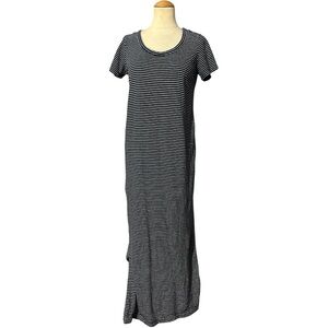 Old Navy Linen Blend Stripe Maxi Dress Navy White Size Small